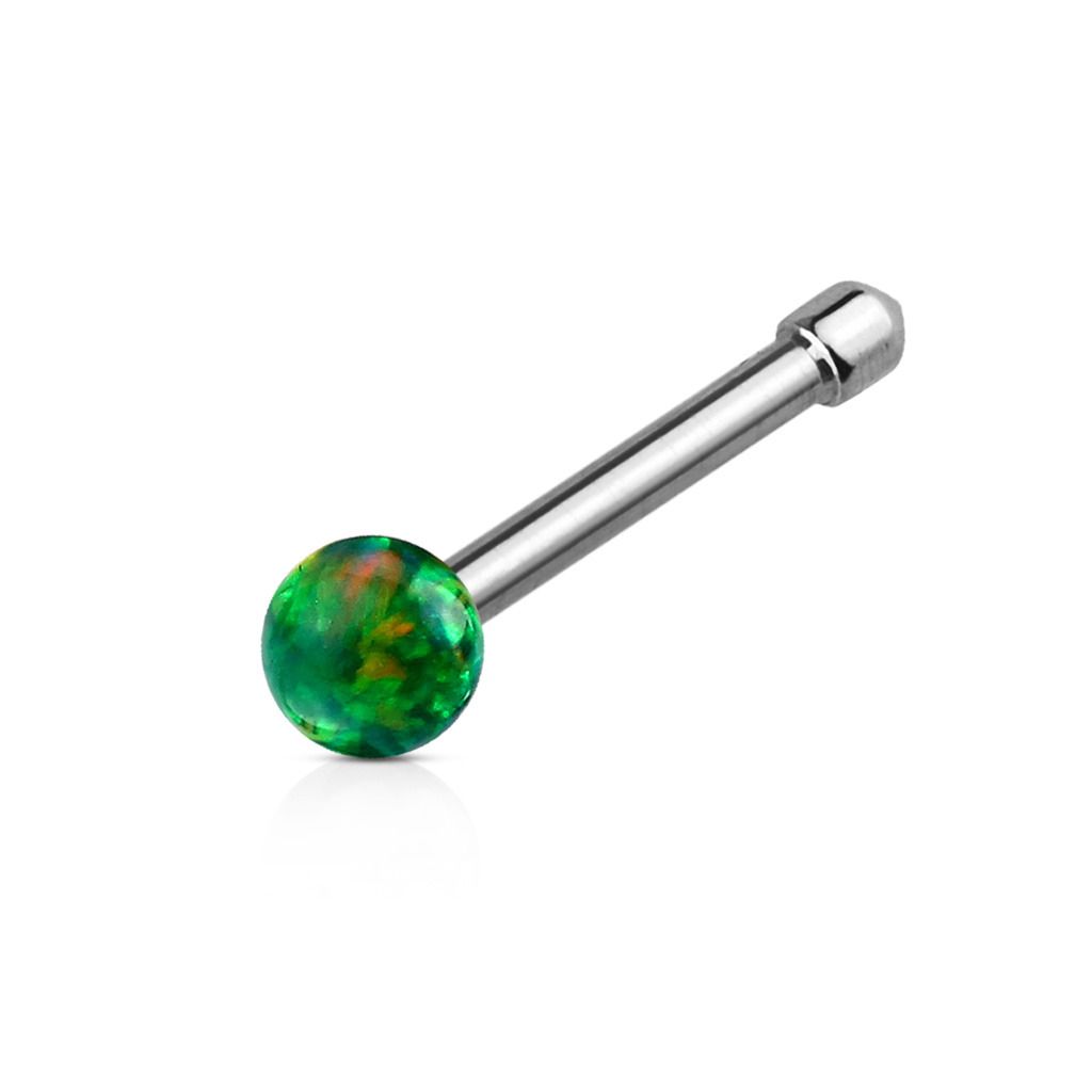 Levně Piercing do nosu s opálem (zelená) - N0022-G