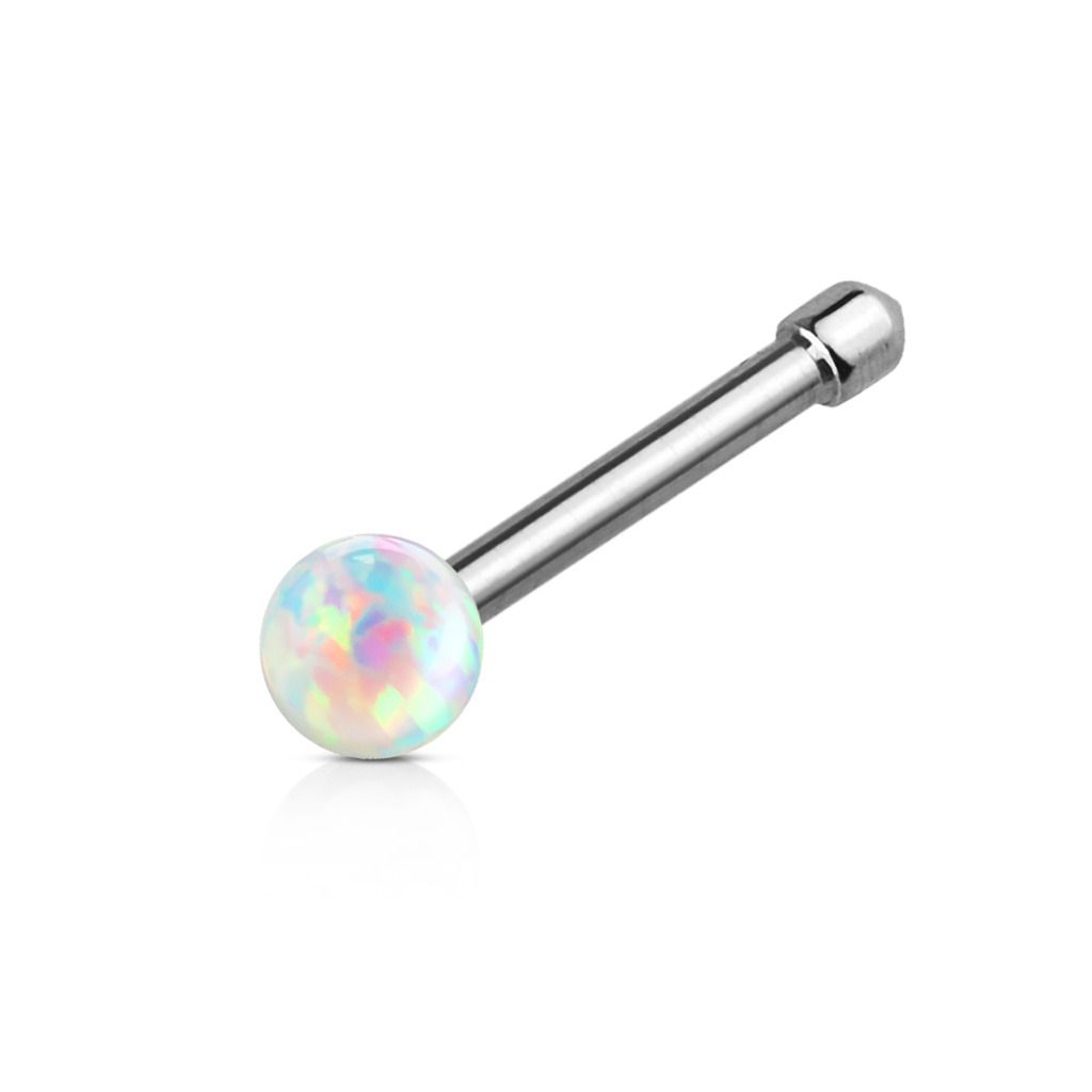 Levně Piercing do nosu s opálem (bílá) - N0022-WH