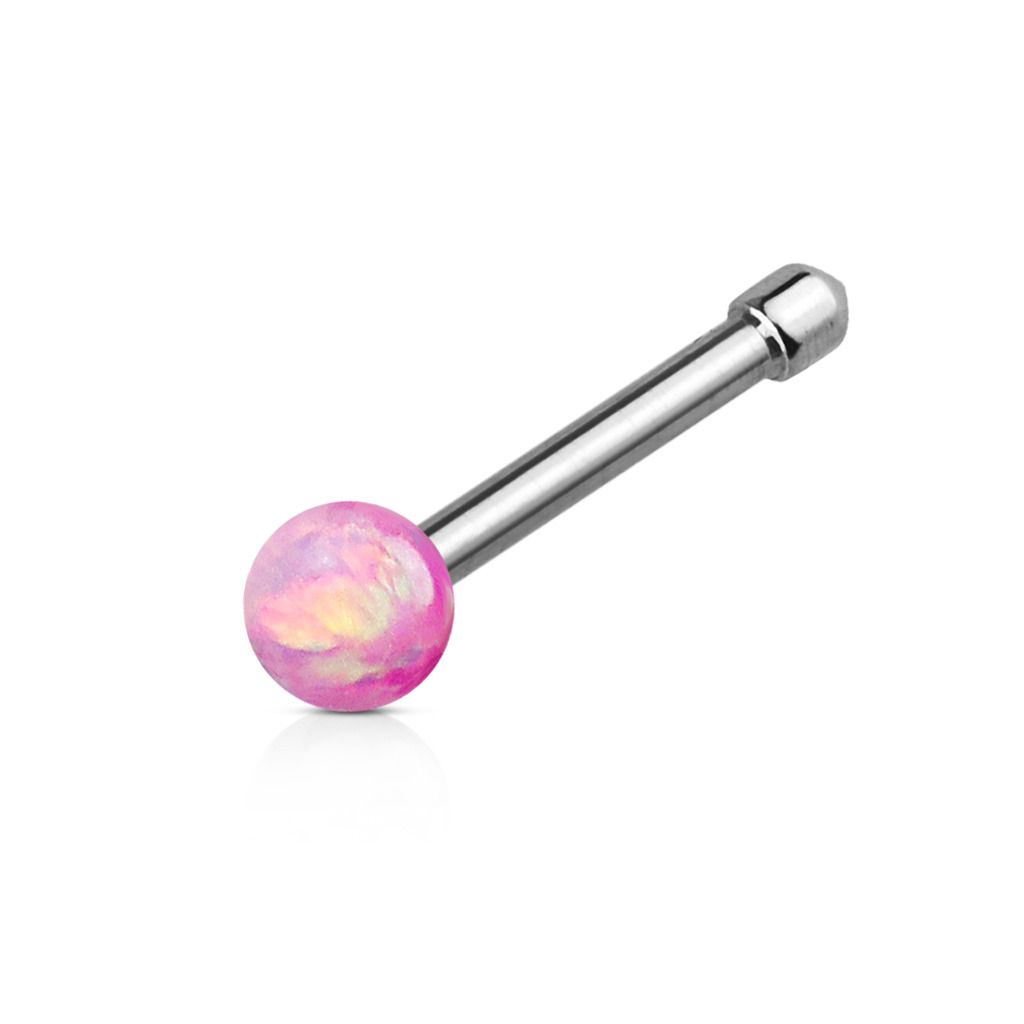 Levně Piercing do nosu s opálem (růžová) - N0022-P