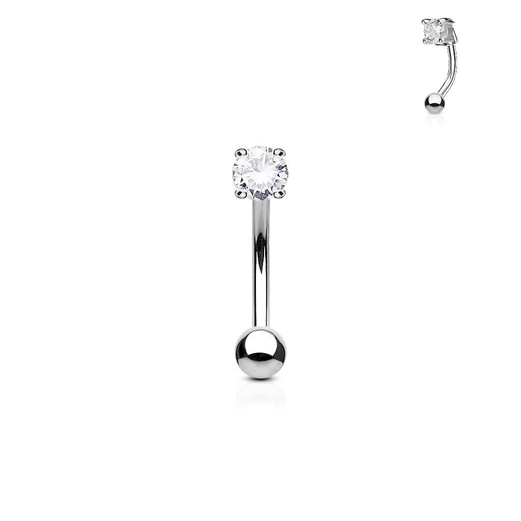 Levně Piercing do obočí - zirkon (čirý) - OB1002-C