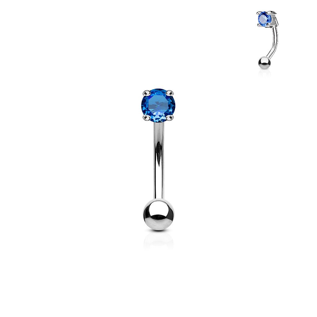 Piercing do obočí - zirkon (tmavě modrý) - OB1002-B