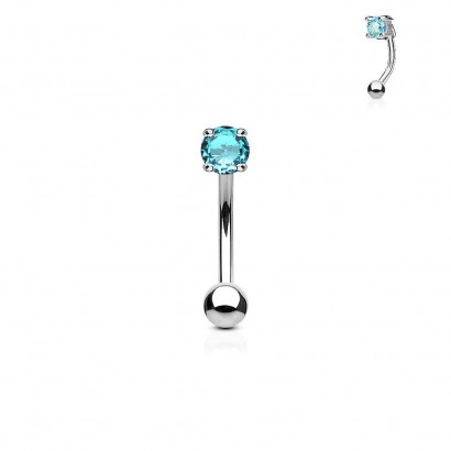 Piercing do obočí - zirkon (tyrkysový)
