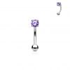 Piercing do obočí - zirkon (fialový)