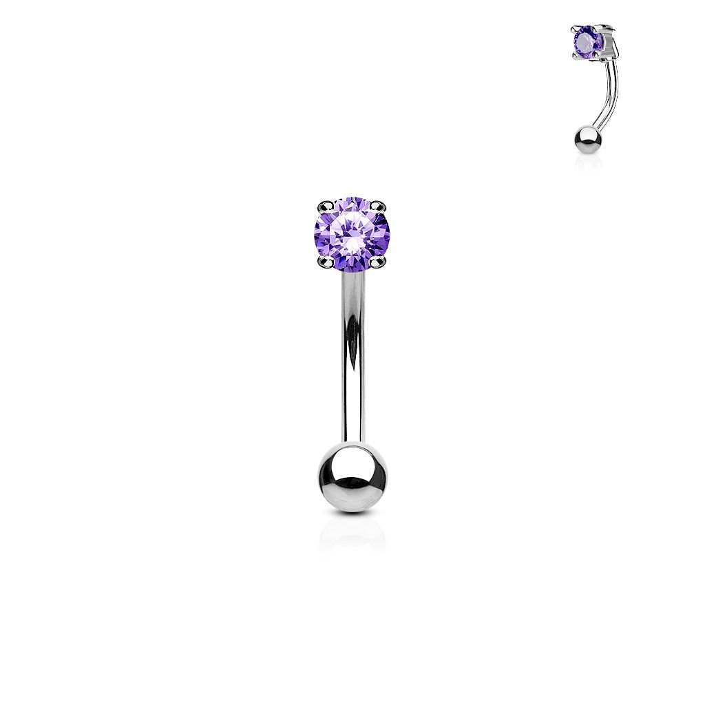 Levně Piercing do obočí - zirkon (fialový) - OB1002-TZ