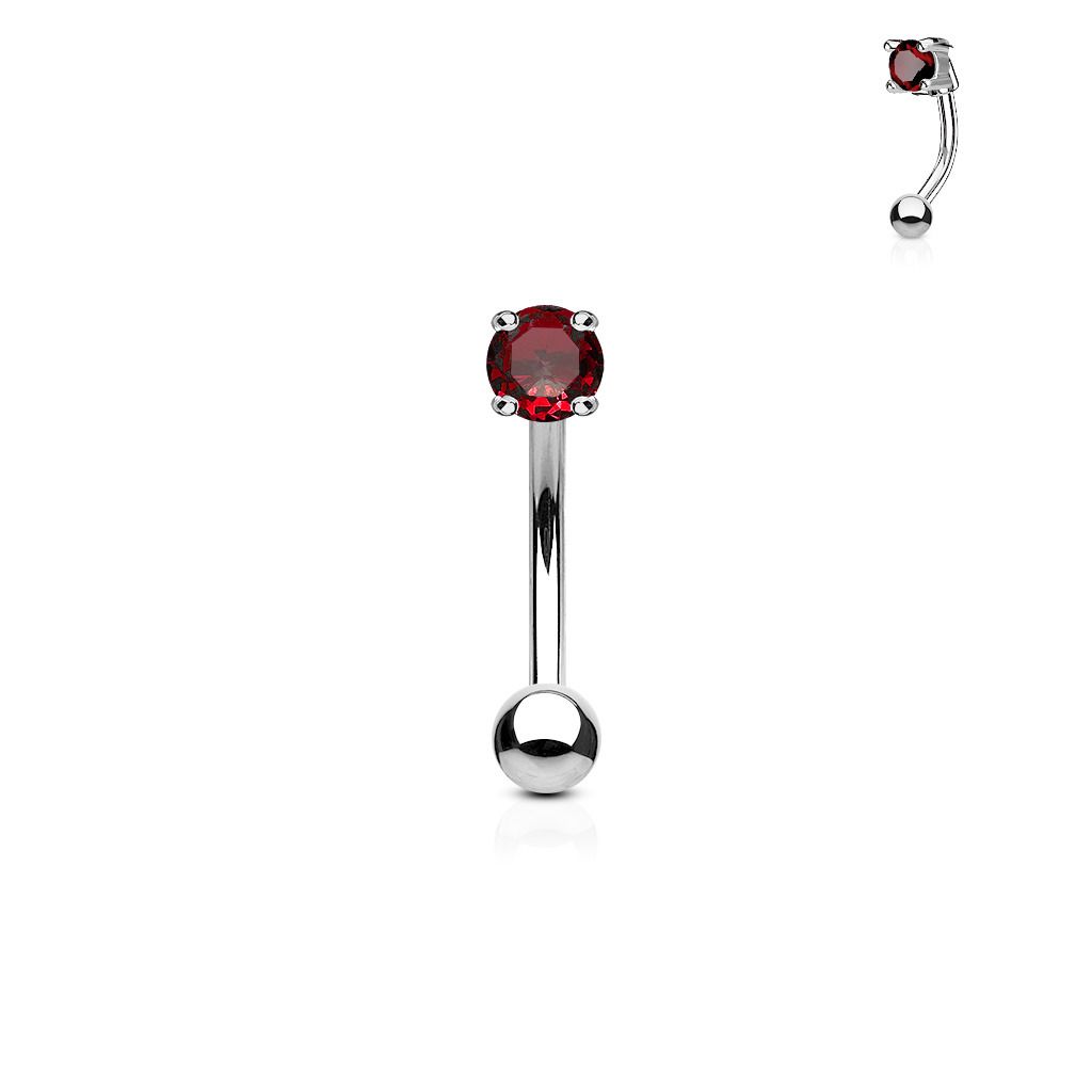 Levně Piercing do obočí - zirkon (červený) - OB1002-R