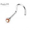 Zahnutý piercing do nosu, zirkon 2,5 mm (tyrkysová)