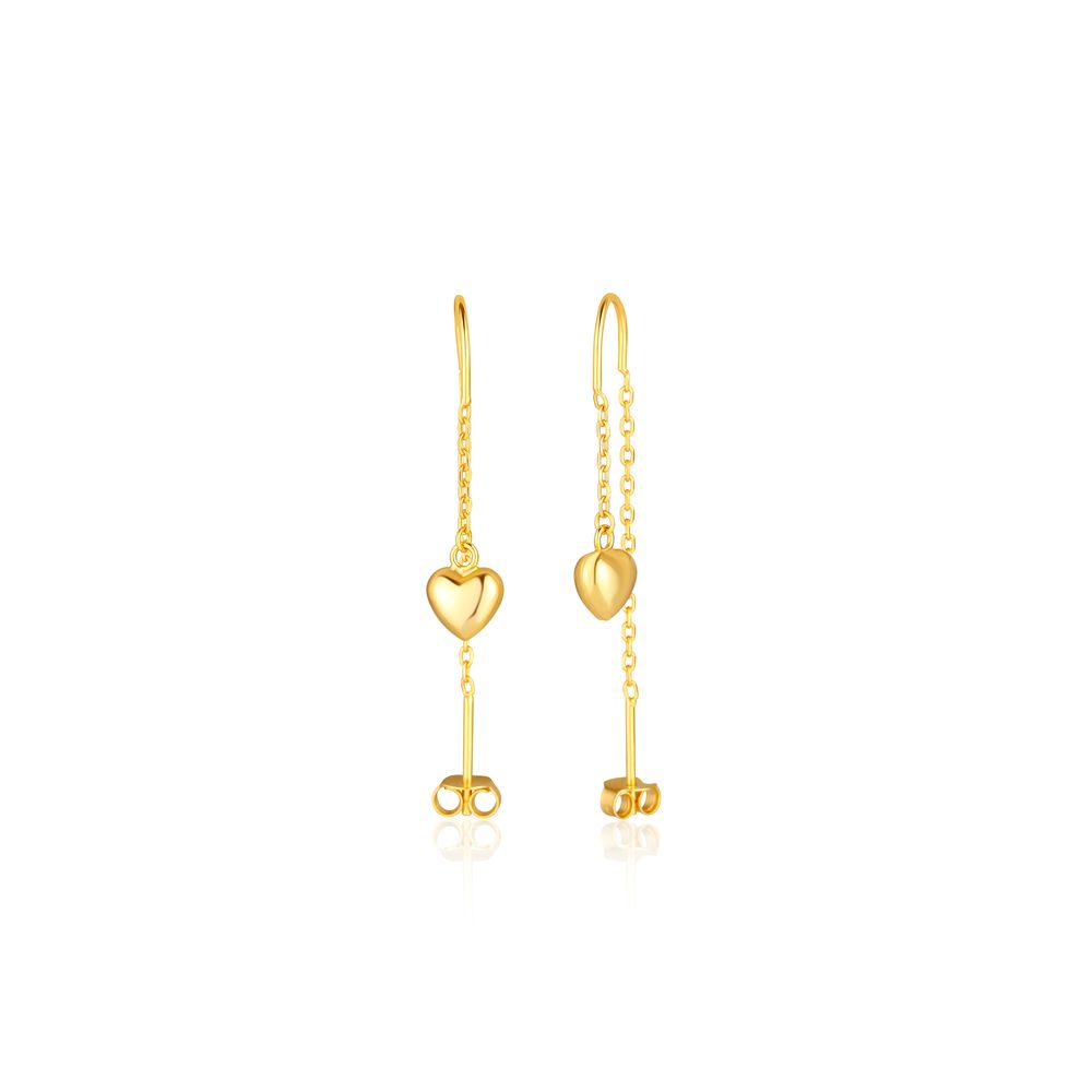 Stříbrné zlacené řetízkové náušnice se srdíčky