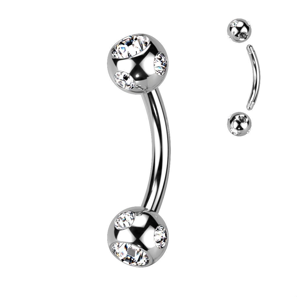 Levně Piercing do obočí - kulička s kamínky (čirá) - OB01093-C