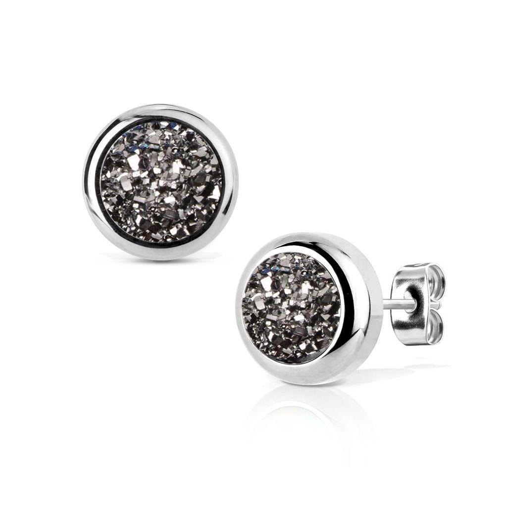 NUBIS Ocelové náušnice DRUZY Silver - NB307
