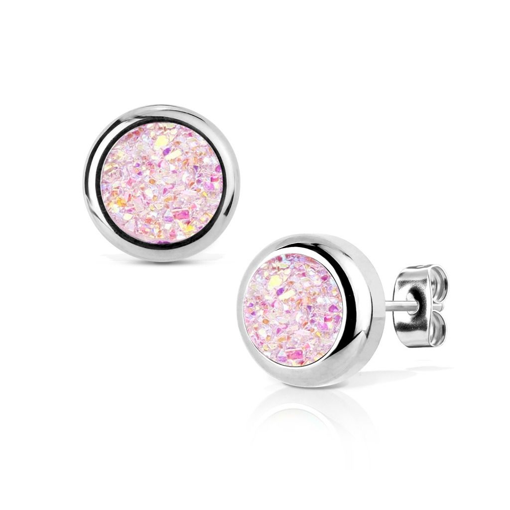 Ocelové náušnice DRUZY Light Rose - NB300