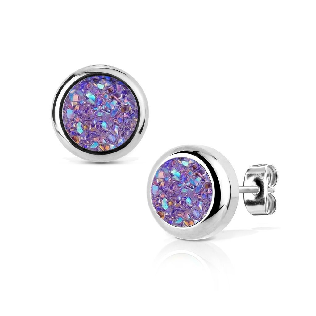NUBIS Ocelové náušnice DRUZY Violet - NB306