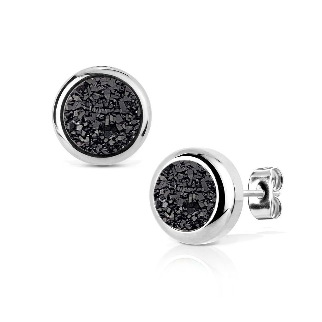 NUBIS Ocelové náušnice DRUZY Black - NB309