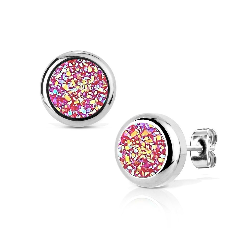 NUBIS Ocelové náušnice DRUZY Amethyst AB - NB305