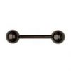 Černý piercing do jazyku - činka (1,6 x 25 mm, kuličky 5 mm)