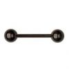 Černý piercing do jazyku - činka (1,6 x 25 mm, kuličky 5 mm)
