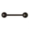 Černý piercing do jazyku - činka (1,6 x 25 mm, kuličky 5 mm)