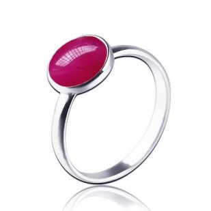 Stříbrný prsten s tmavě růžovým kamenem