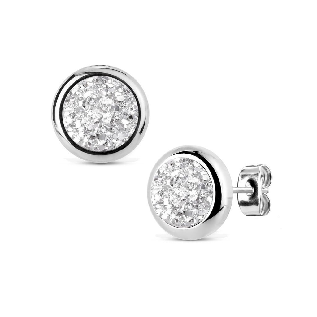NUBIS Ocelové náušnice DRUZY Crystal - NB312
