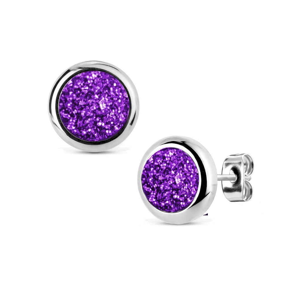 NUBIS Ocelové náušnice DRUZY Deep Violet - NB316