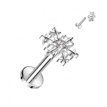 Piercing do brady / ucha TITAN vločka (1,2 x 8 mm)