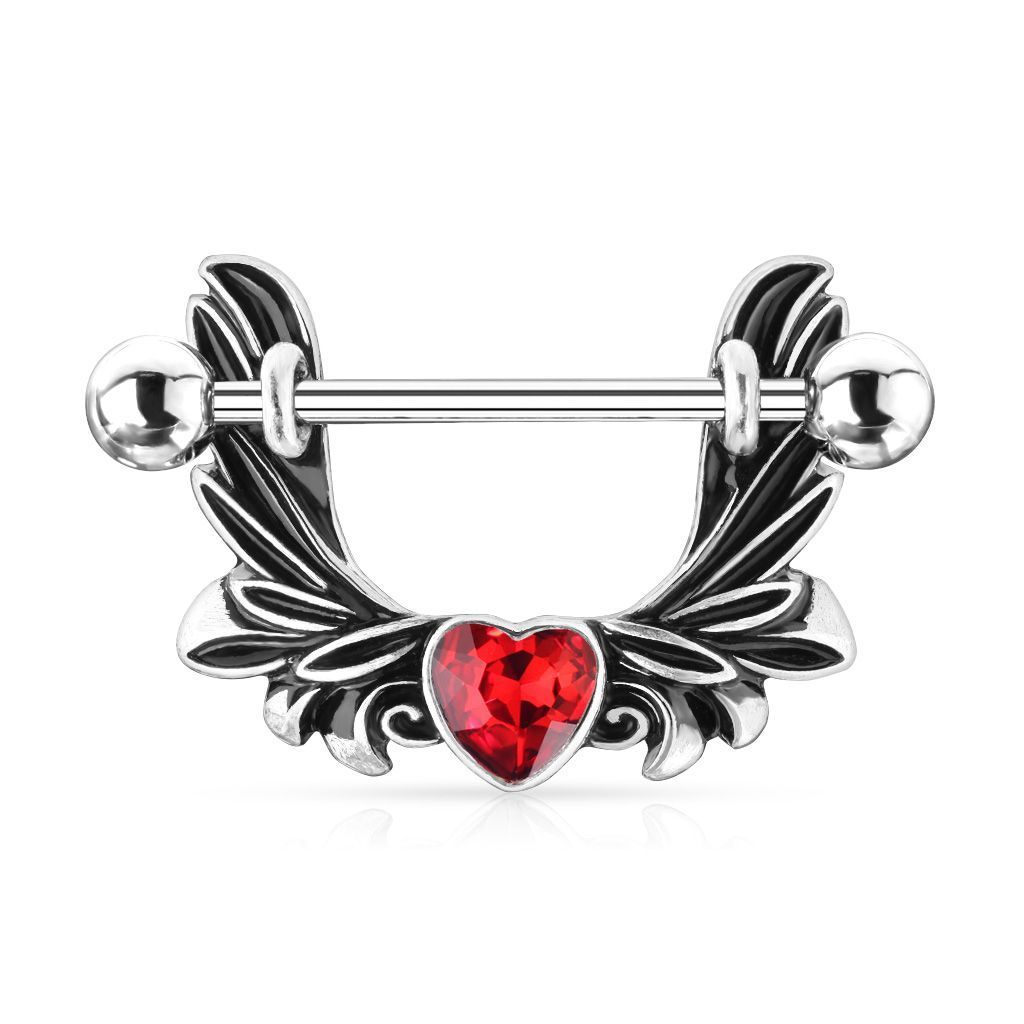 Levně Piercing do bradavky s ozdobou (červená)