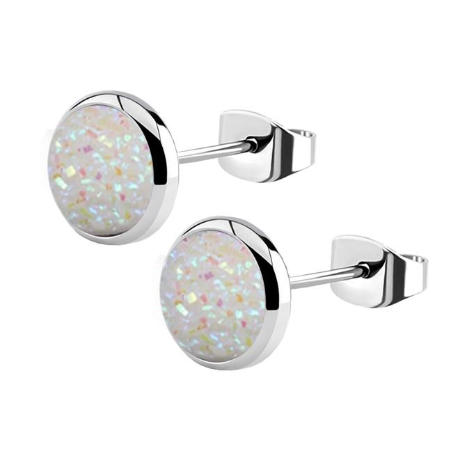 NUBIS Ocelové náušnice DRUZY White AB - NB321