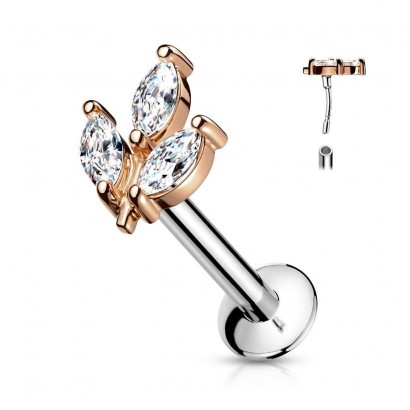 Piercing do brady - lísteček (růžové zlato)