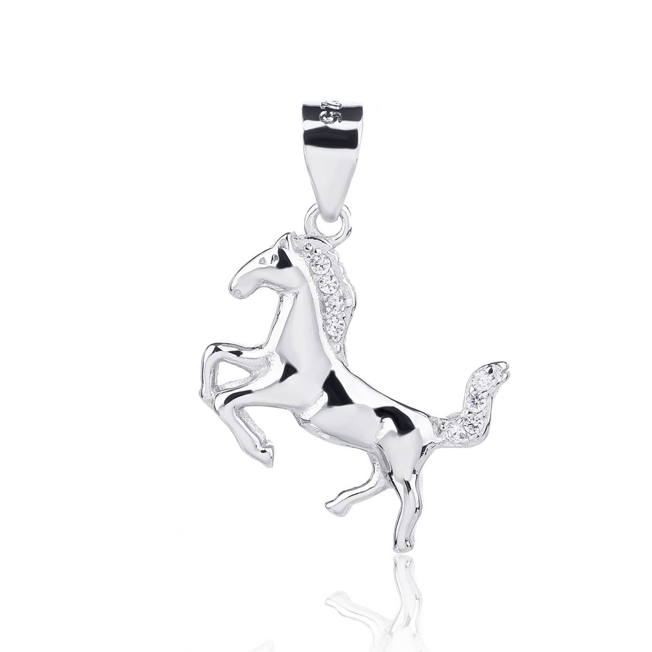 Stříbrný přívěsek - kůň se zirkony - NB-4477