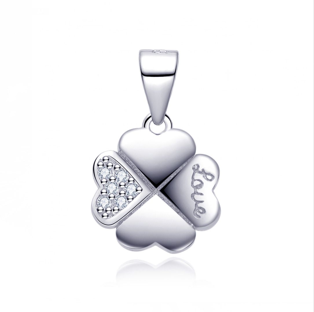 NUBIS Stříbrný přívěsek čtyřlístek se zirkony - NB-4475