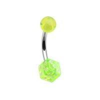 Levně Piercing do pupíku - hrací kostka (svítivě zelená) - BA01024-G
