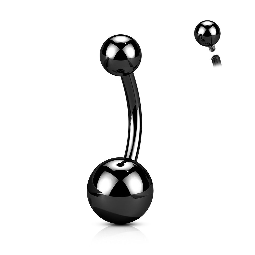 Černý piercing do pupíku banánek TITAN, 1,6 x 10 mm - TIT1194K