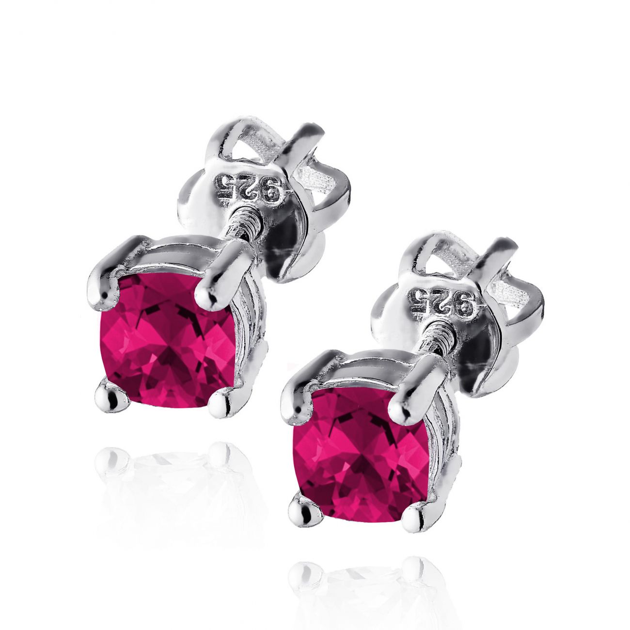NUBIS Stříbrné náušnice s tmavě růžovými zirkony - NB-3759-F