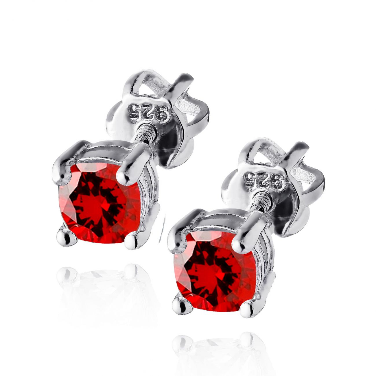 NUBIS Stříbrné náušnice s červenými zirkony - NB-3759-R