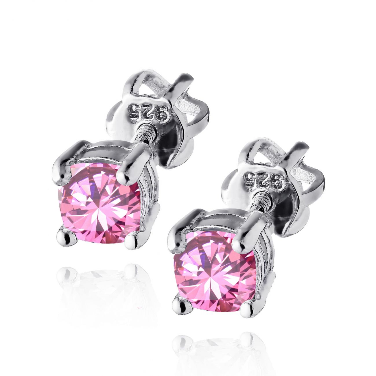 NUBIS Stříbrné náušnice s růžovými zirkony - NB-3759-P