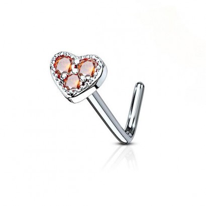 Piercing do nosu srdíčko (červená)