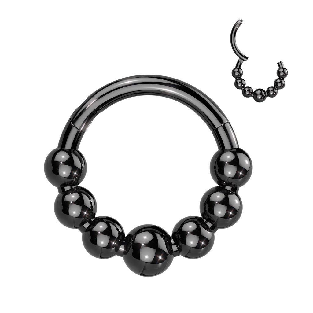 Levně Černý segment kruh - helix / cartilage / tragus / septum piercing TITAN (1,2 x 10 mm)