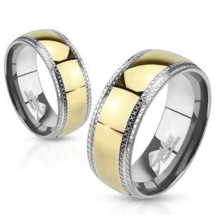 Zlacené ocelové snubní prsteny ocel - pár