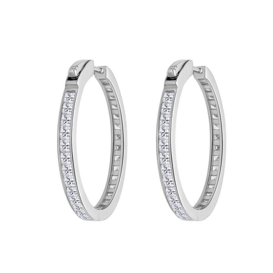 NUBIS Stříbrné náušnice kruhy se zirkony - NB-3959