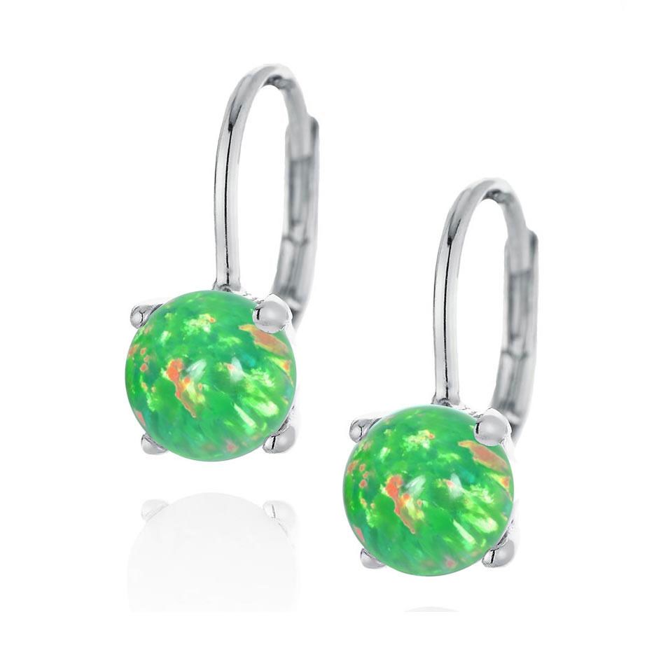 NUBIS Stříbrné náušnice se světle zeleným opálem - NB-3385-OP11