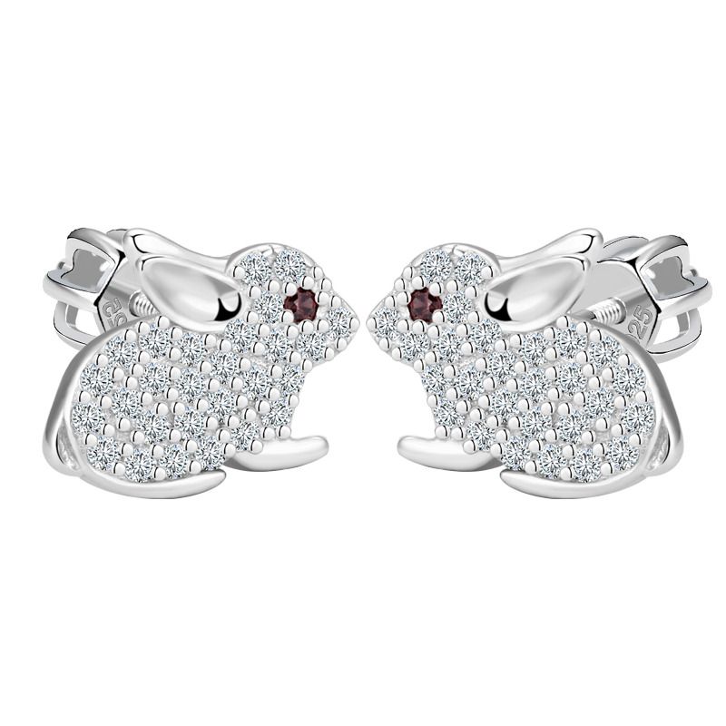 NUBIS Stříbrné dětské náušnice králíčci - DN-0079