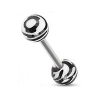 Levně Piercing do jazyka - zebrovaný (bílá)