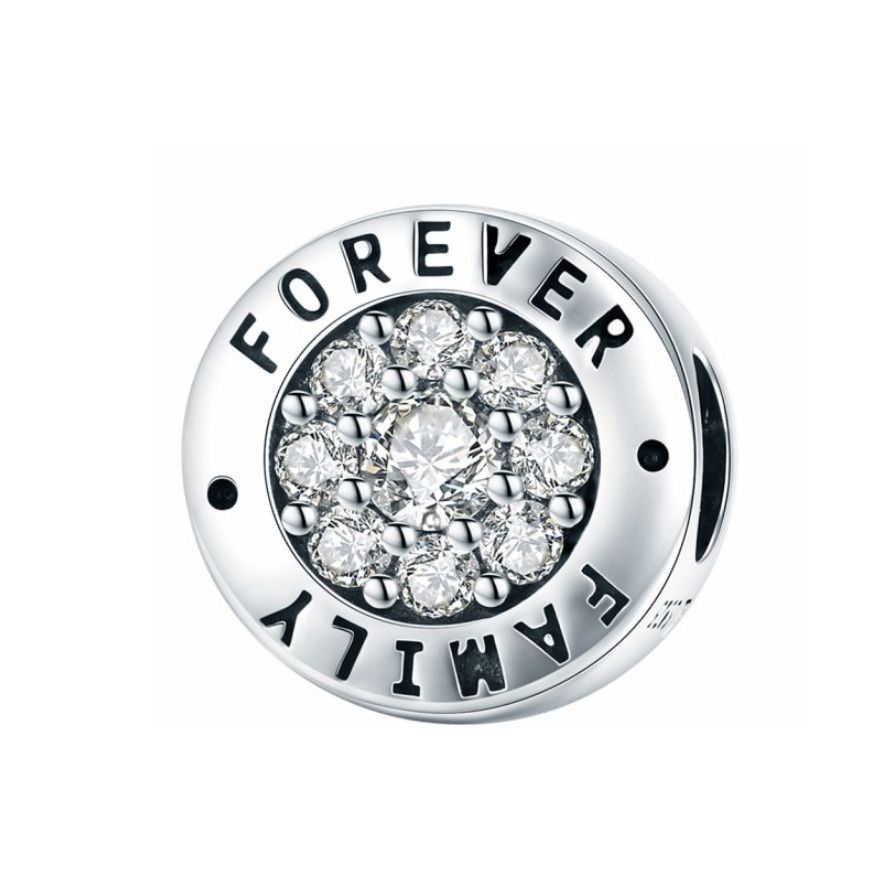 NUBIS Stříbrný přívěsek korálek FAMILY FOREVER - NB-8234