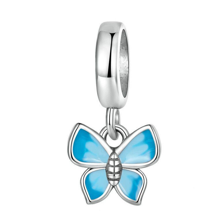 NUBIS Stříbrný přívěsek korálek na náramek motýl - NB-8314