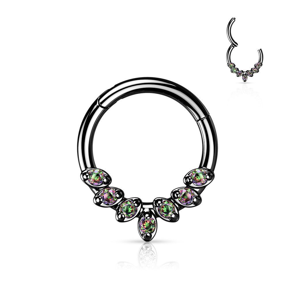 Levně Černý segment kruh se zirkony, septum piercing (1,2 x 10 mm)