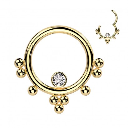 Piercing kroužek septum / helix / cartilage (zlacený 1,2 x 8 mm)