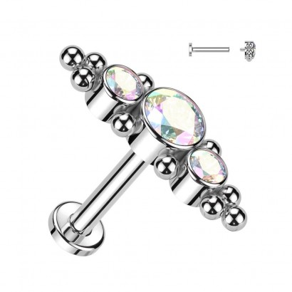 Piercing do brady / ucha TITAN (duhová 1,2 x 8 mm)