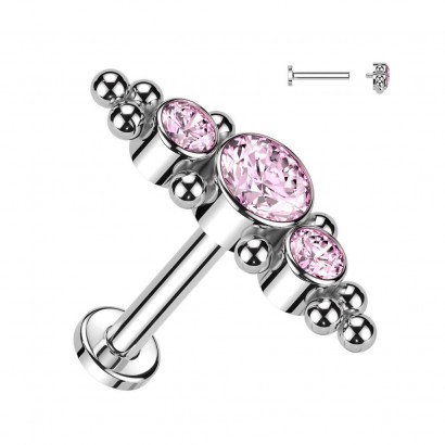 Piercing do brady / ucha TITAN (růžová 1,2 x 8 mm)