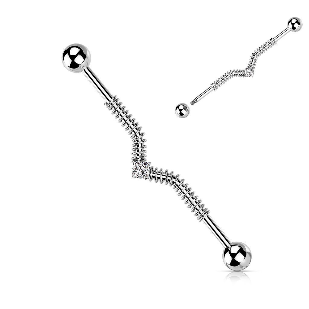 Levně Industrial piercing s pružinou (stříbrný)