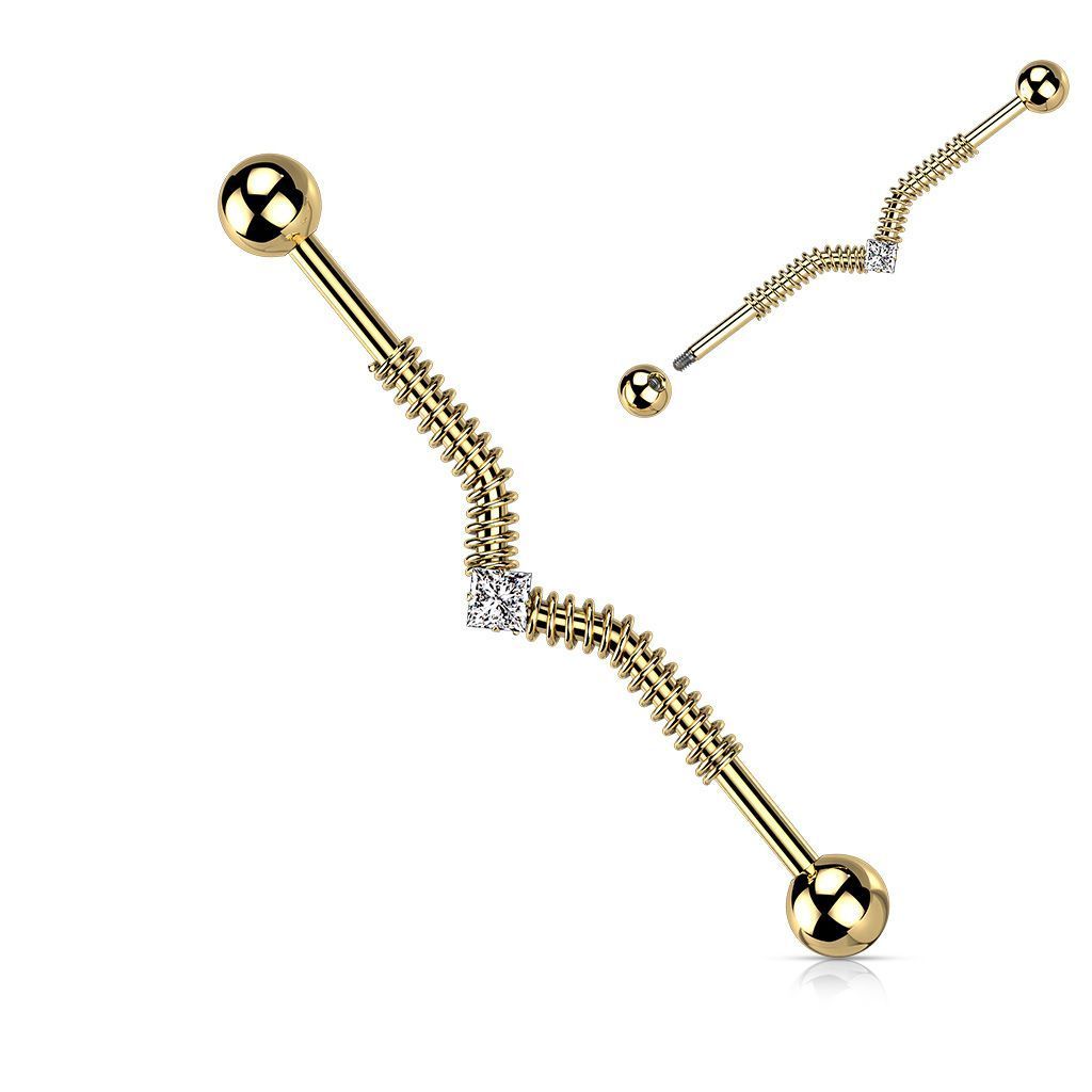 Levně Industrial piercing s pružinou (zlacený)