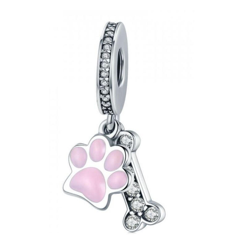 NUBIS Stříbrný přívěsek korálek tlapka a kostička - NB-8186